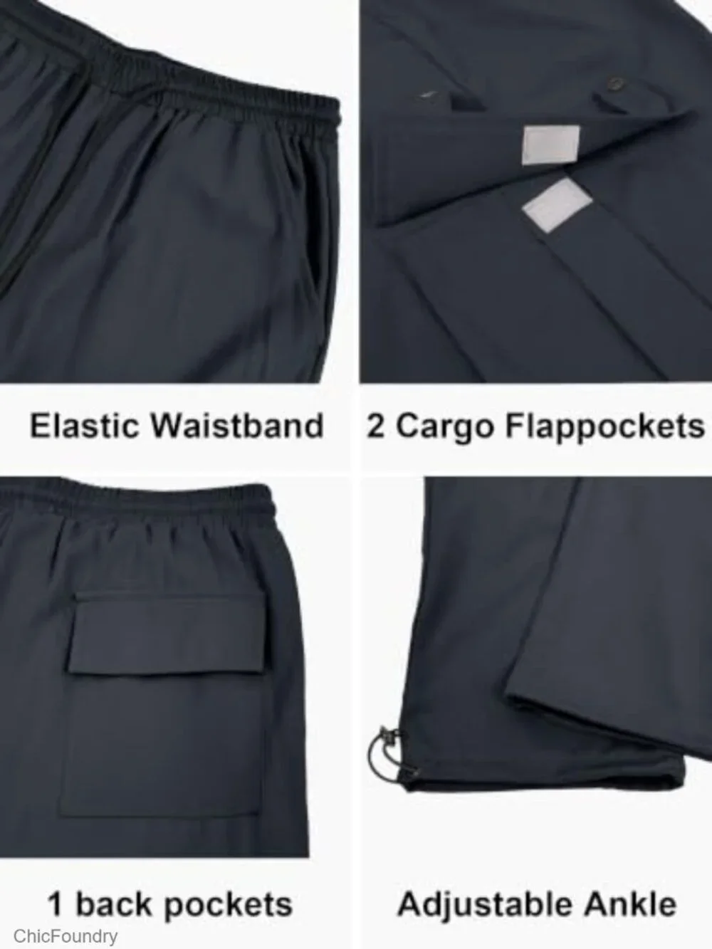 Men's Cargo Joggers Elastic Waist Drawstring Hem Hiking Sweatpants with Pockets